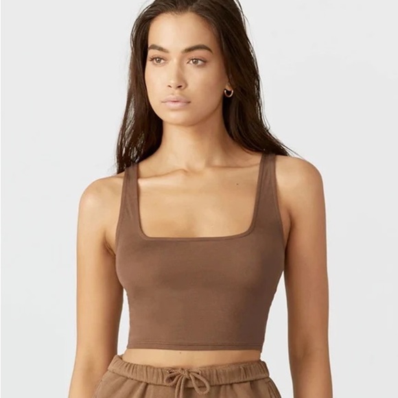 Joah Brown Tops - JOAH BROWN | Square Neck Crop Tank in Tobacco